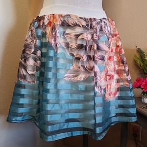 Sheer stripe floral skirt size small